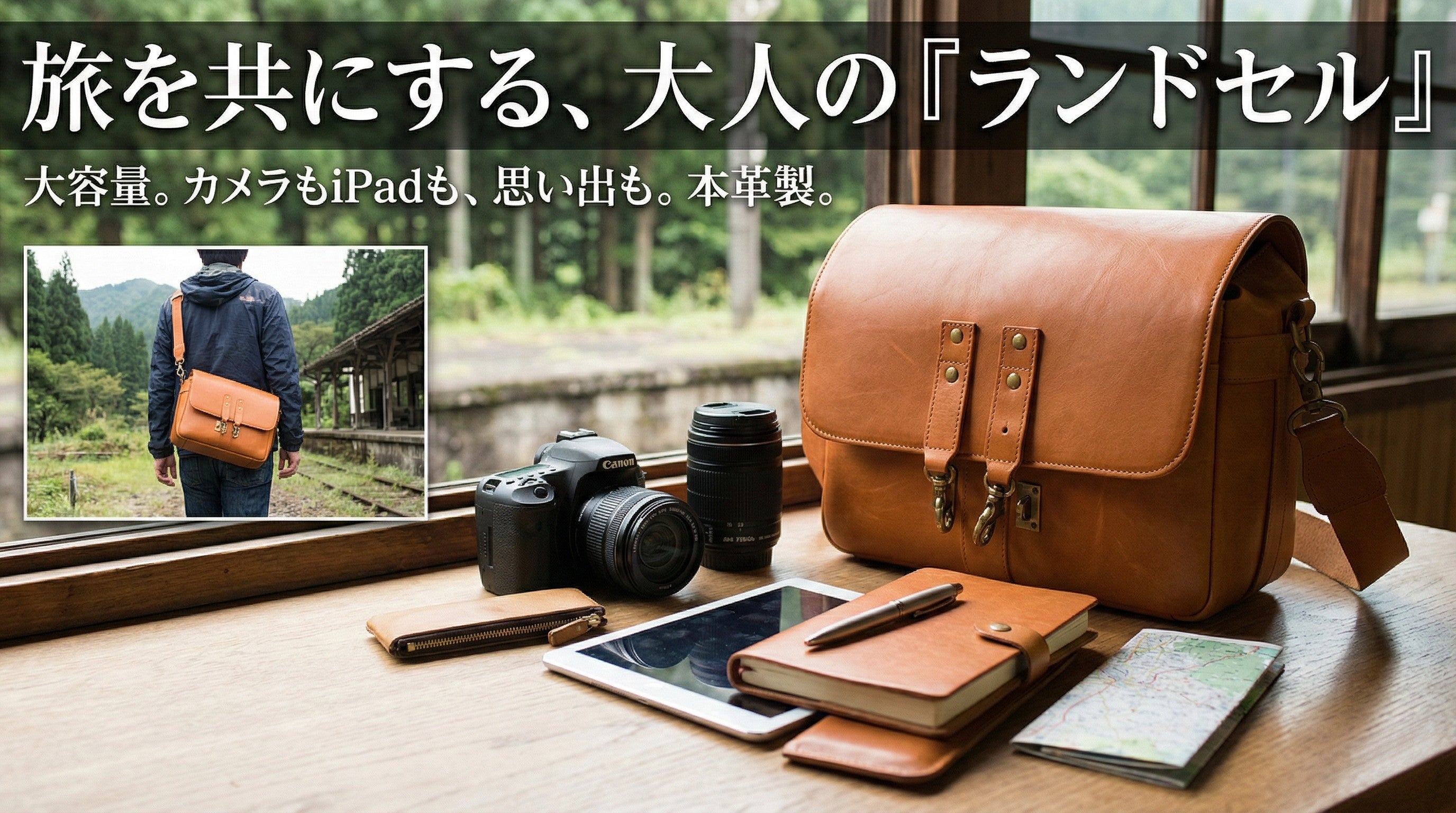 本革・大容量　「大人のランドセルを目指した」　ボクシーなショルダーバッグ